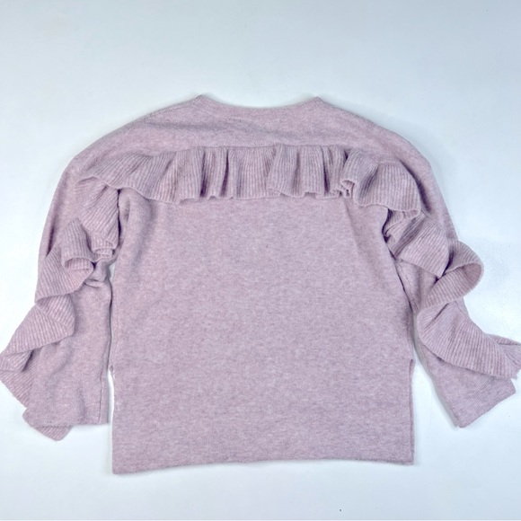 French Connection Wool Blend Ruffle Sleeve Blush Pink Sweater Sz S - Picture 4 of 7